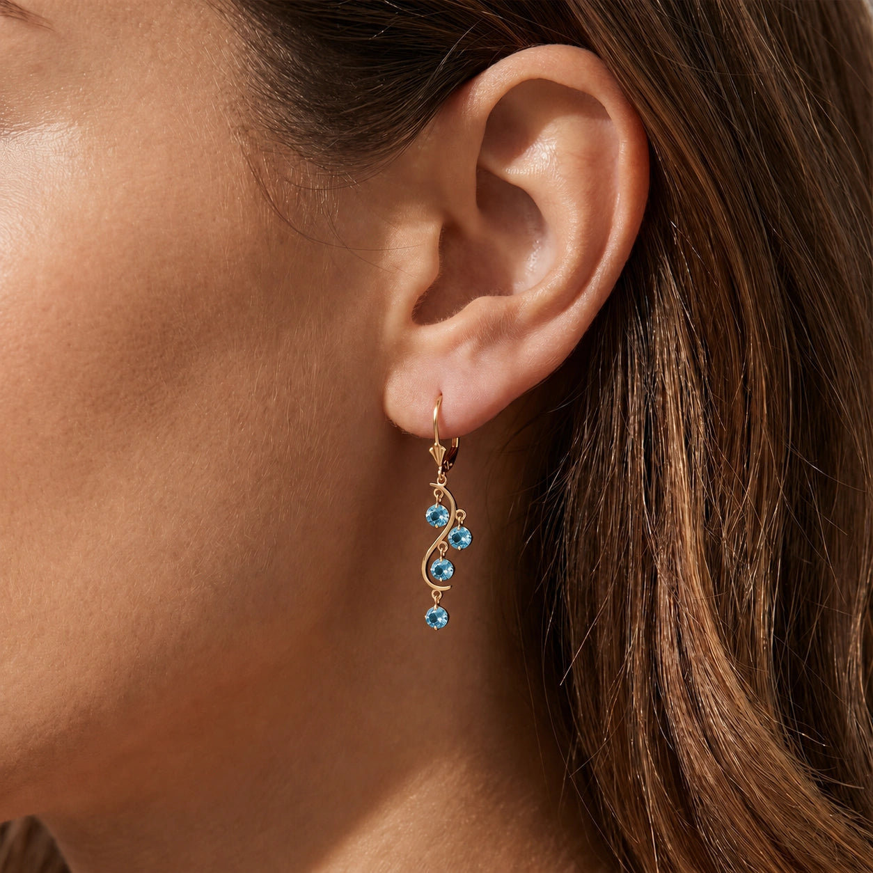 Yellow Gold Bloom Earrings Aquamarine 10K — Eulalia
