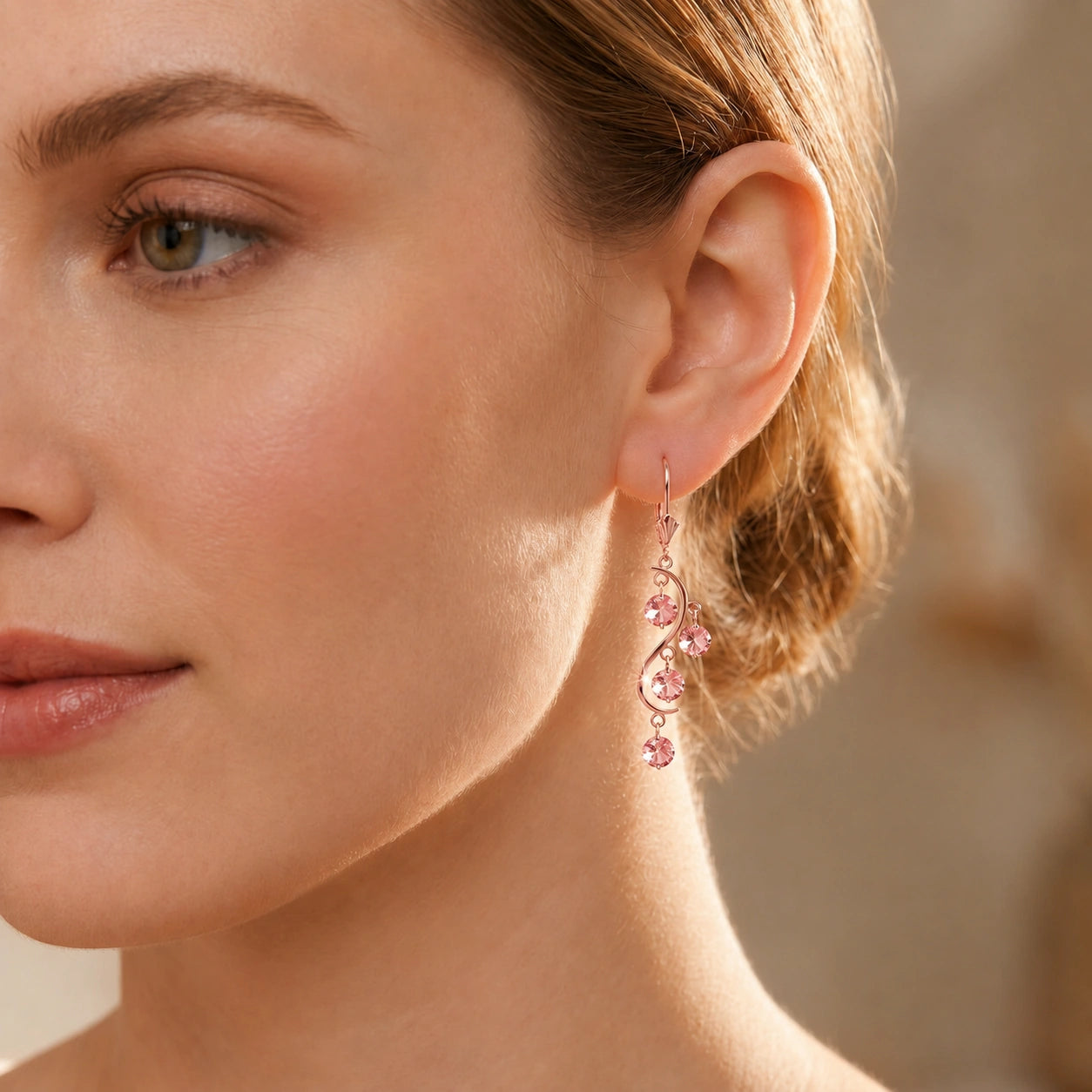 Rose Gold Bloom Earrings Pink Topaz 10K — Eulalia
