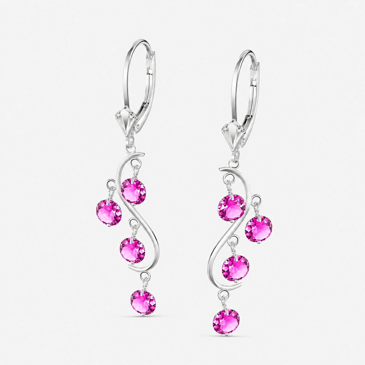 White Gold Bloom Earrings Pink Topaz 10K — Eulalia
