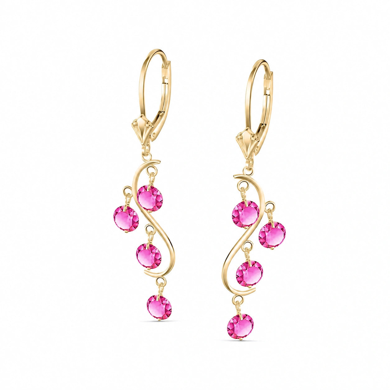 Yellow Gold Bloom Earrings Pink Topaz 10K — Eulalia