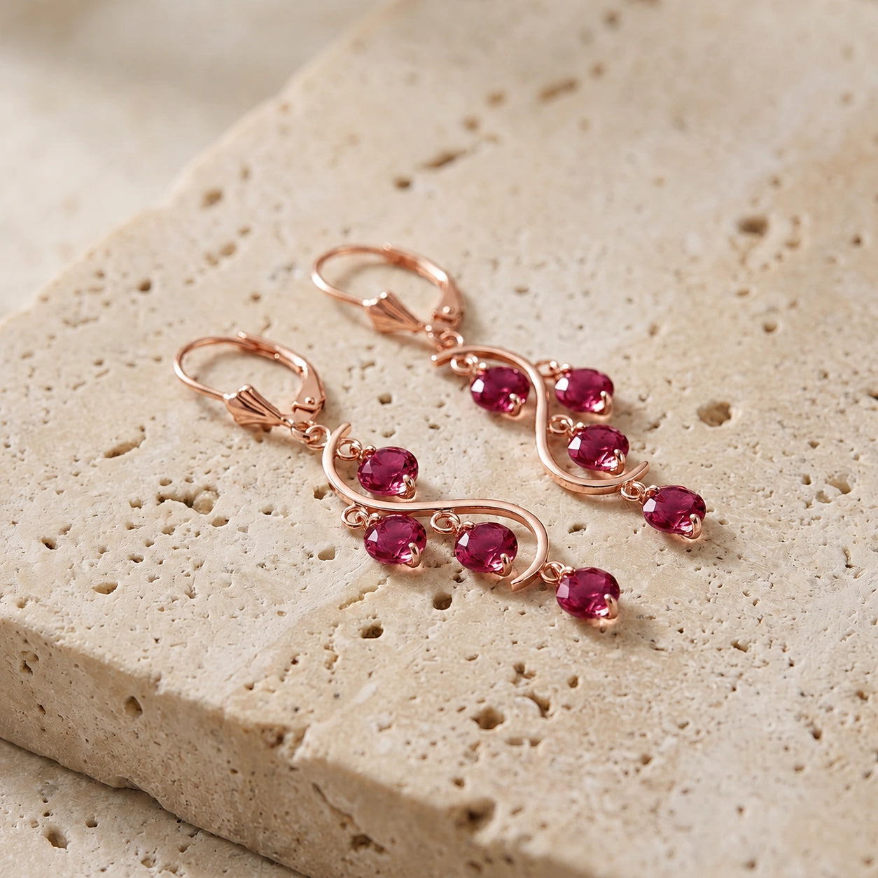 Rose Gold Bloom Earrings Ruby 10K — Eulalia