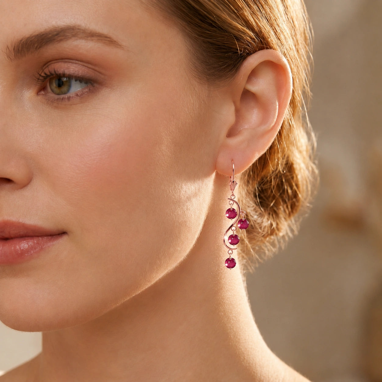 Rose Gold Bloom Earrings Ruby 10K — Eulalia