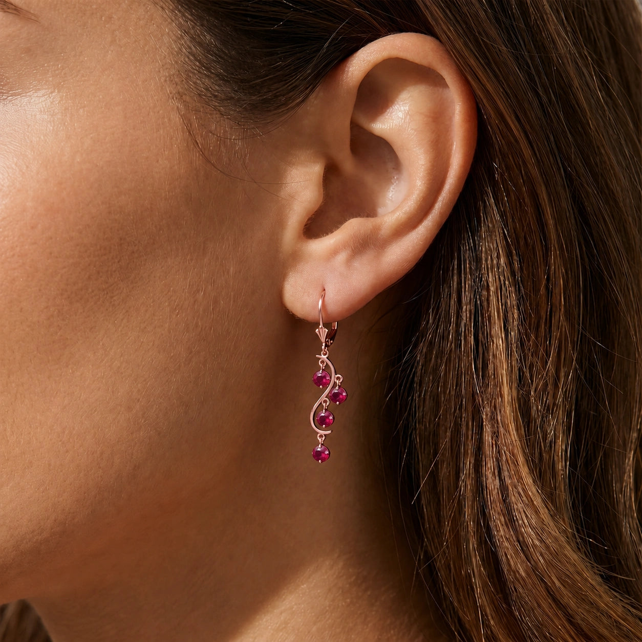 Rose Gold Bloom Earrings Ruby 10K — Eulalia
