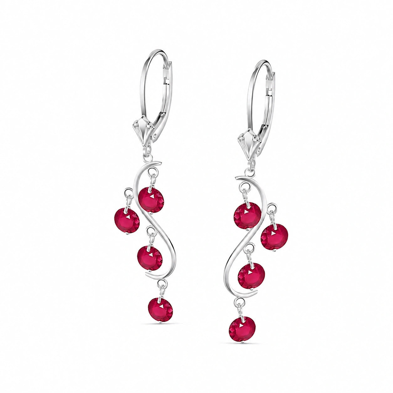 White Gold Bloom Earrings Ruby 10K — Eulalia