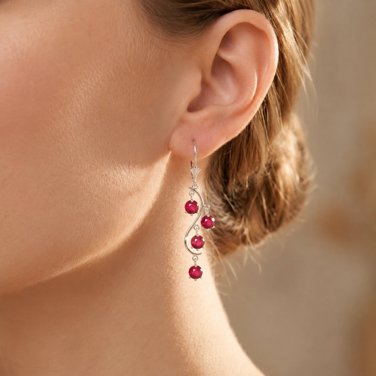 White Gold Bloom Earrings Ruby 10K — Eulalia