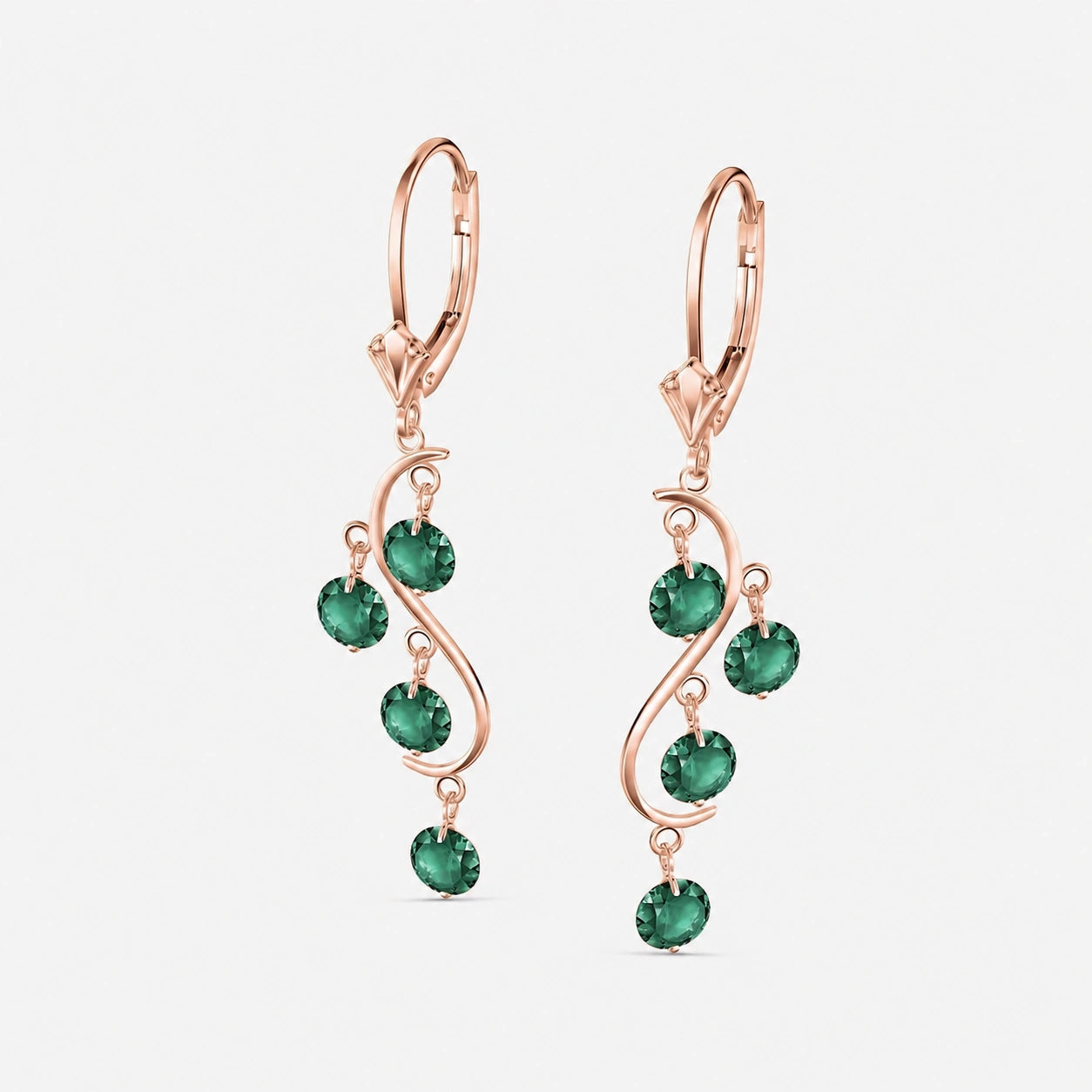 Rose Gold Bloom Earrings Emerald 10K — Eulalia