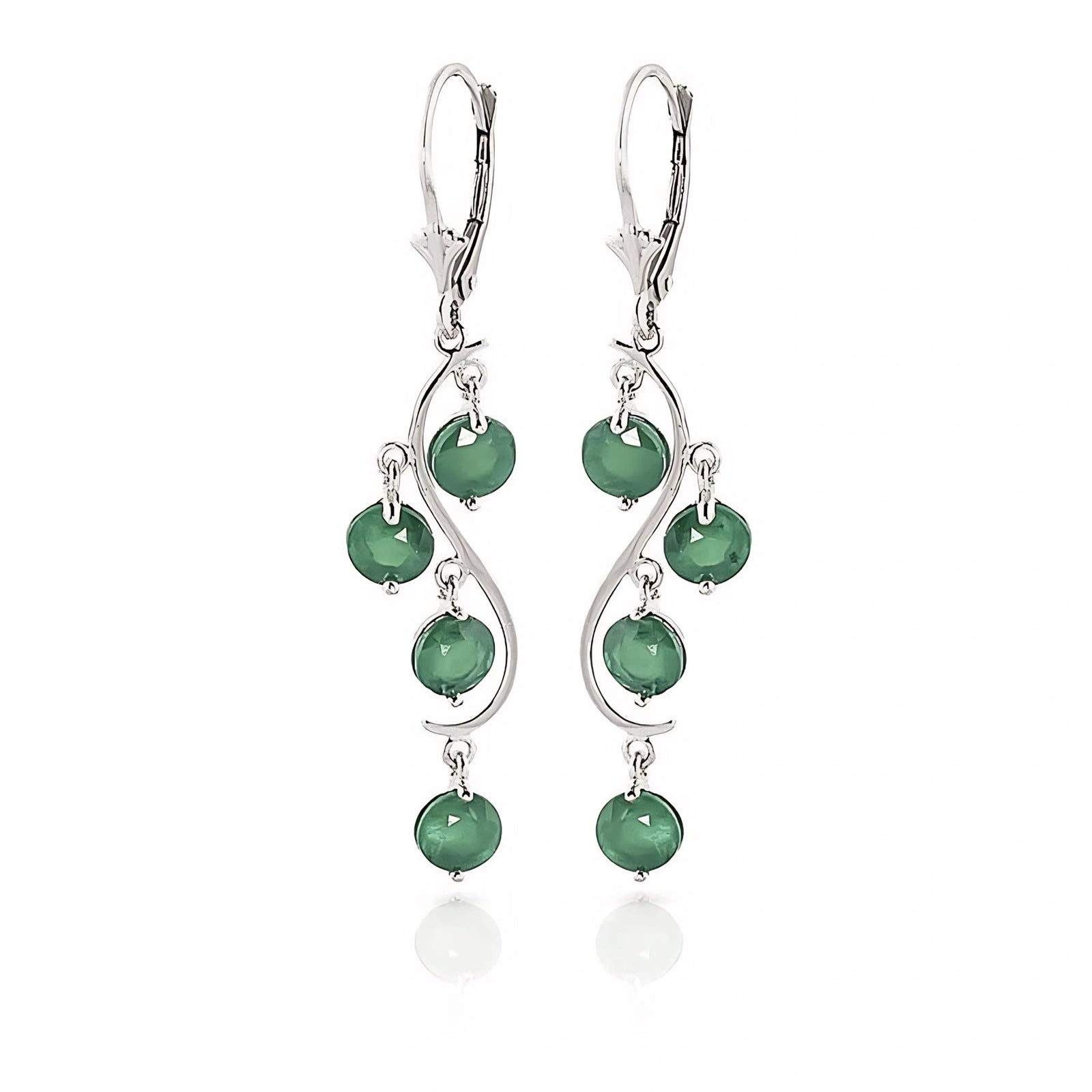 White Gold Bloom Earrings Emerald 10K — Eulalia