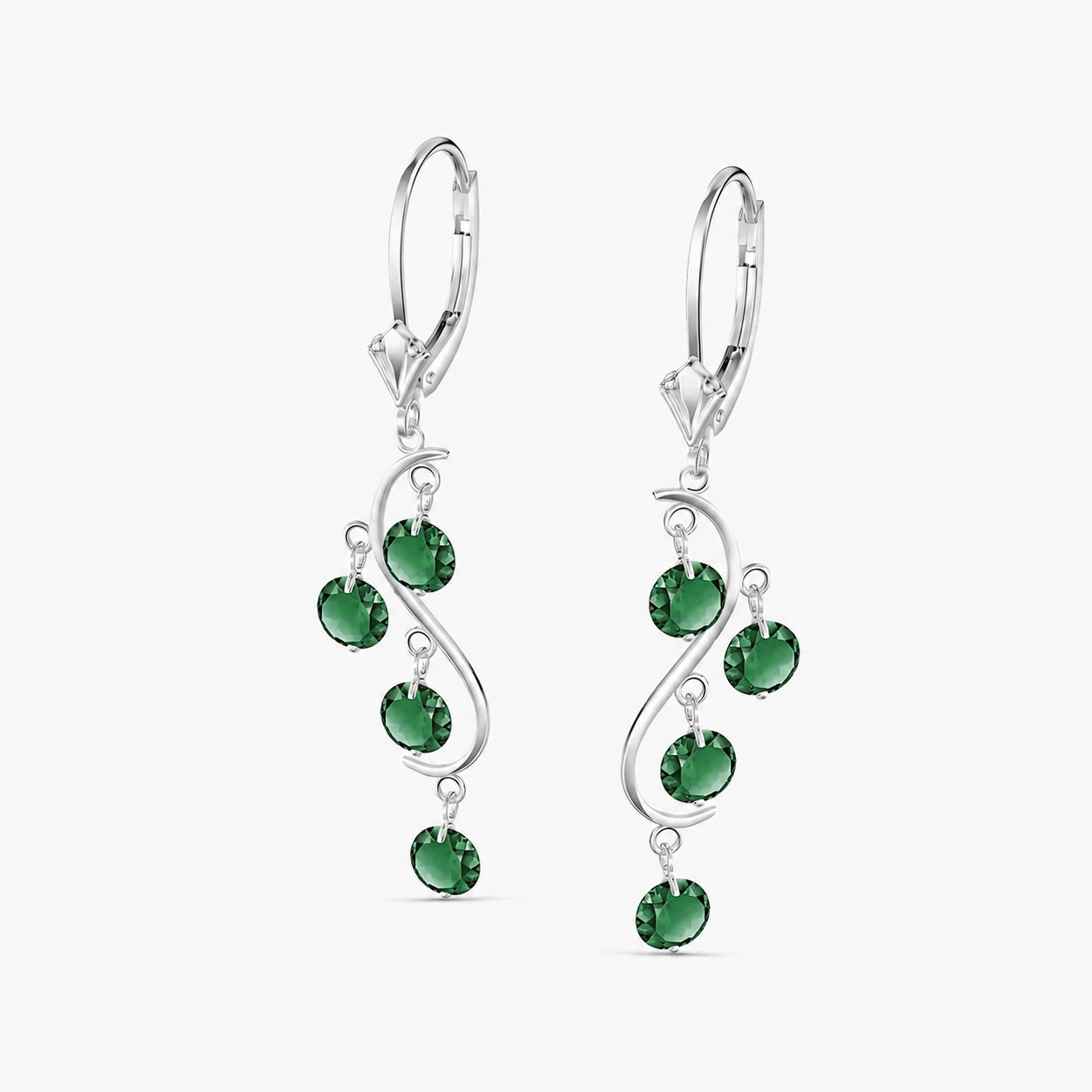 White Gold Bloom Earrings Emerald 10K — Eulalia