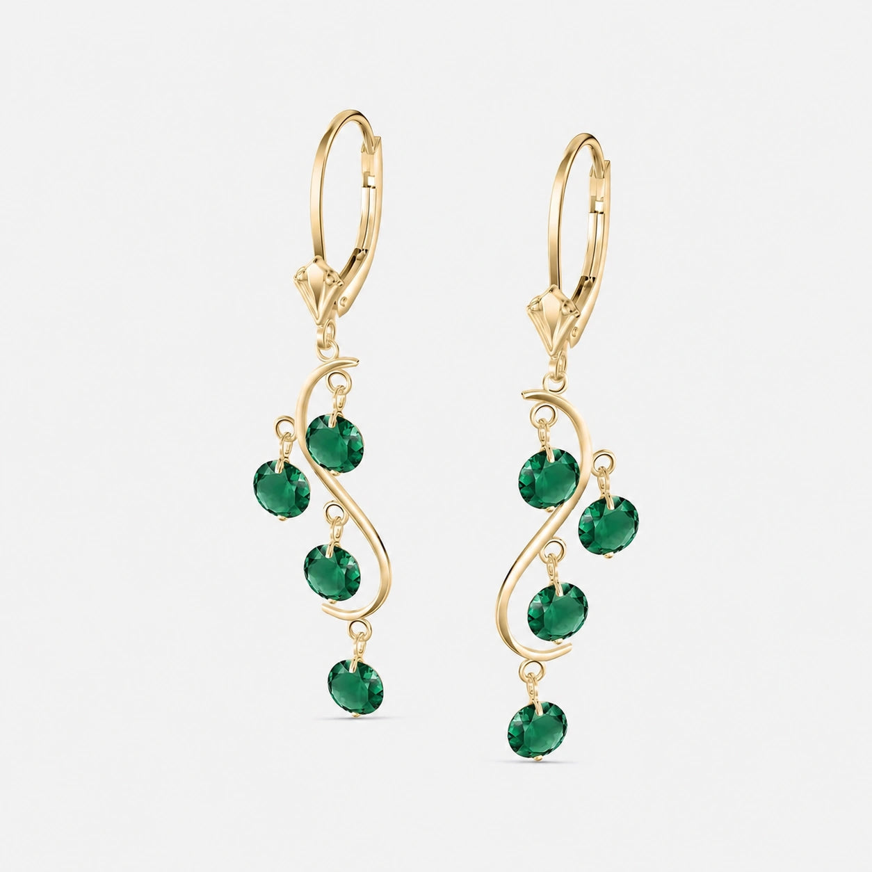 Yellow Gold Bloom Earrings Emerald 10K — Eulalia