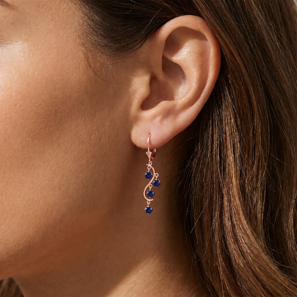 Rose Gold Bloom Earrings Sapphire 10K — Eulalia