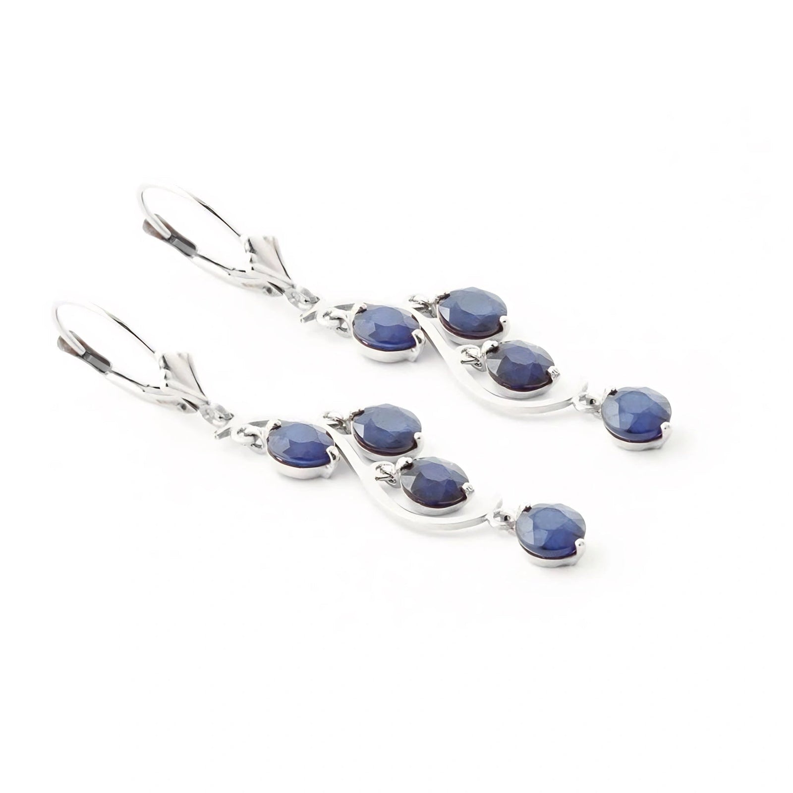 White Gold Bloom Earrings Sapphire 10K — Eulalia