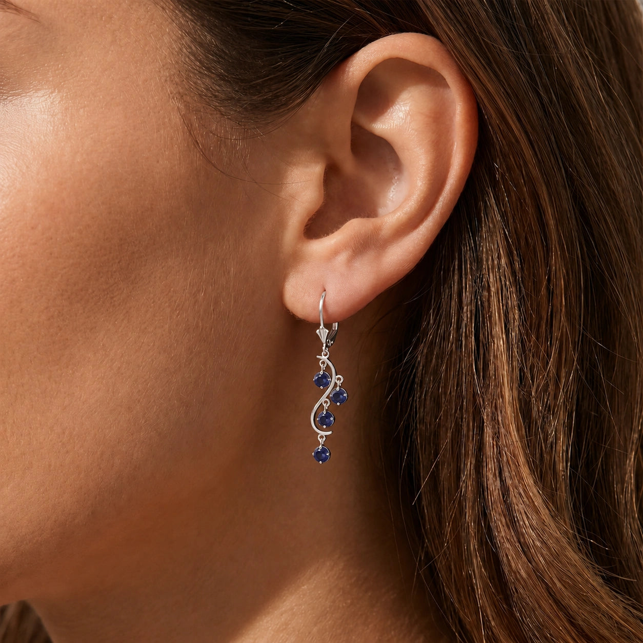 White Gold Bloom Earrings Sapphire 10K — Eulalia