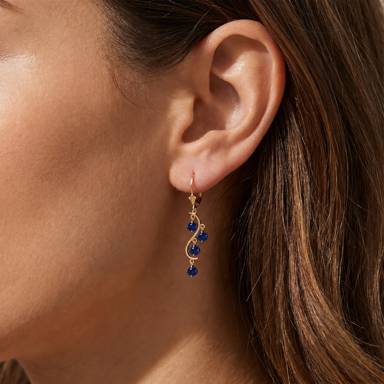 Yellow Gold Bloom Earrings Sapphire 10K — Eulalia