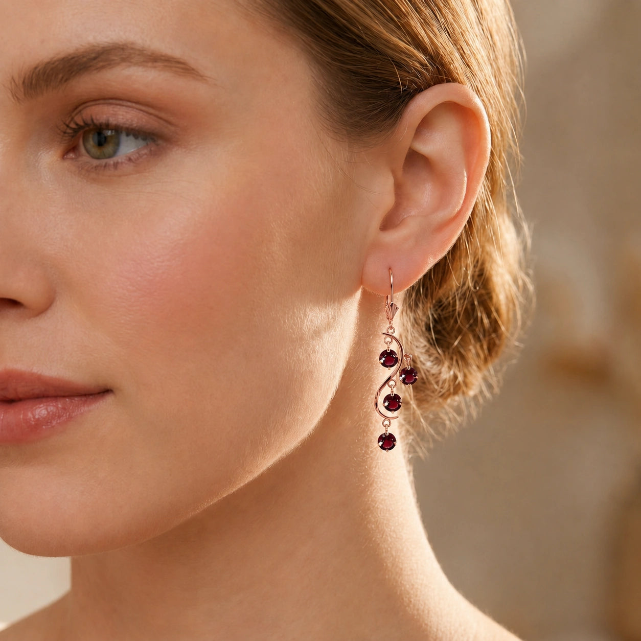 Rose Gold Bloom Earrings Garnet 10K — Eulalia