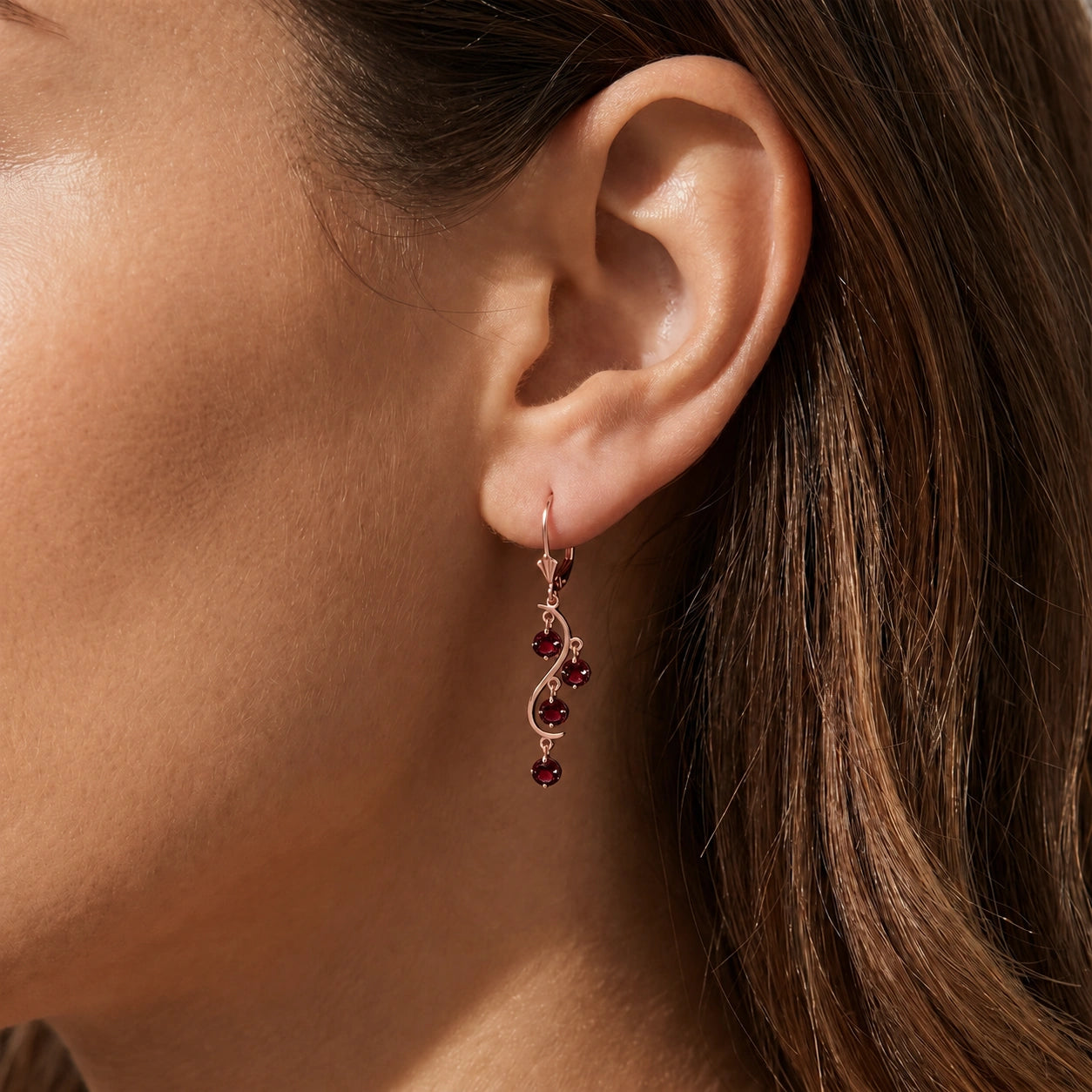 Rose Gold Bloom Earrings Garnet 10K — Eulalia