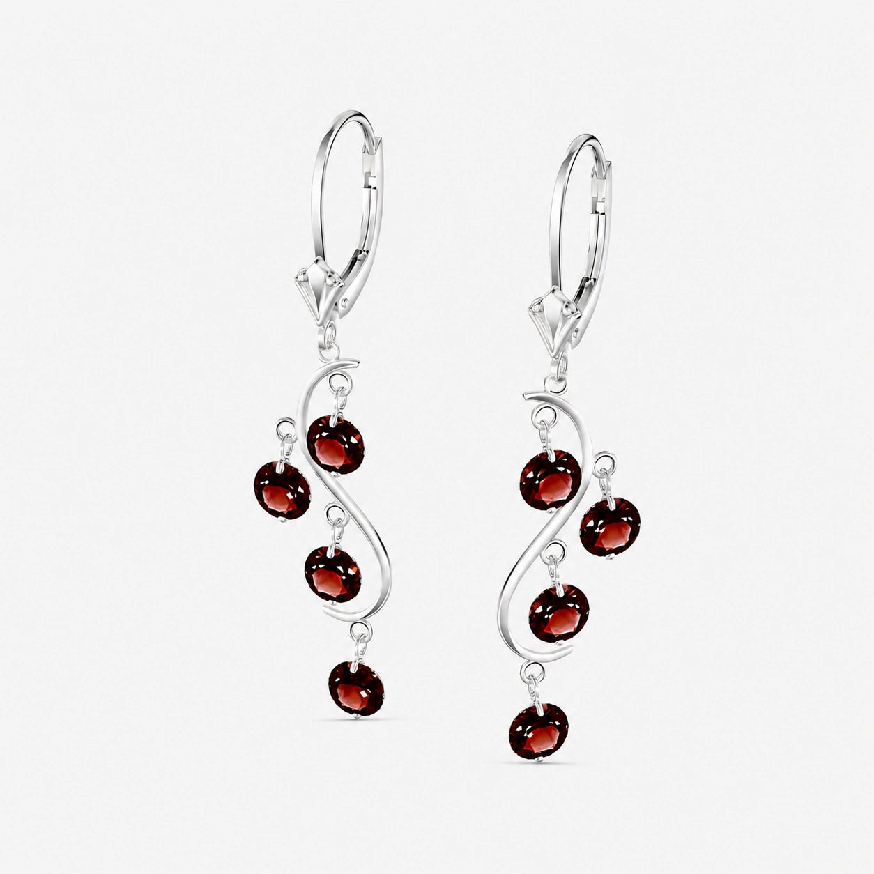 White Gold Bloom Earrings Garnet 10K — Eulalia