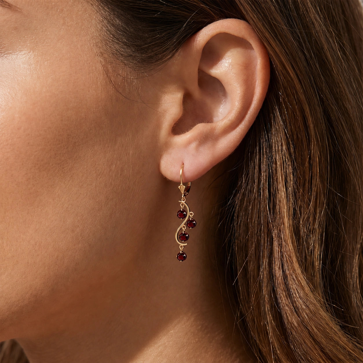 Yellow Gold Bloom Earrings Garnet 10K — Eulalia