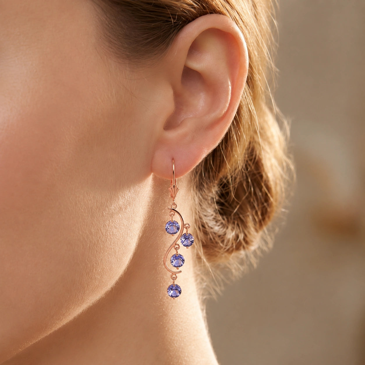 Rose Gold Bloom Earrings Tanzanite 10K — Eulalia