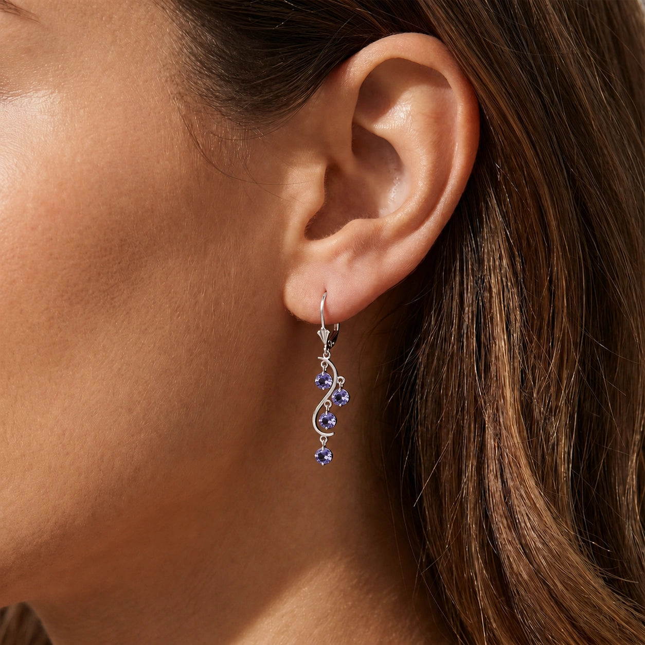 White Gold Bloom Earrings Tanzanite 10K — Eulalia