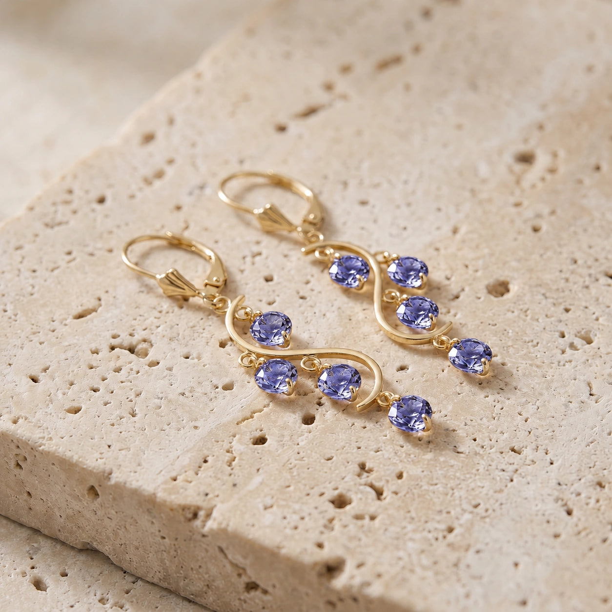 Yellow Gold Bloom Earrings Tanzanite 10K — Eulalia