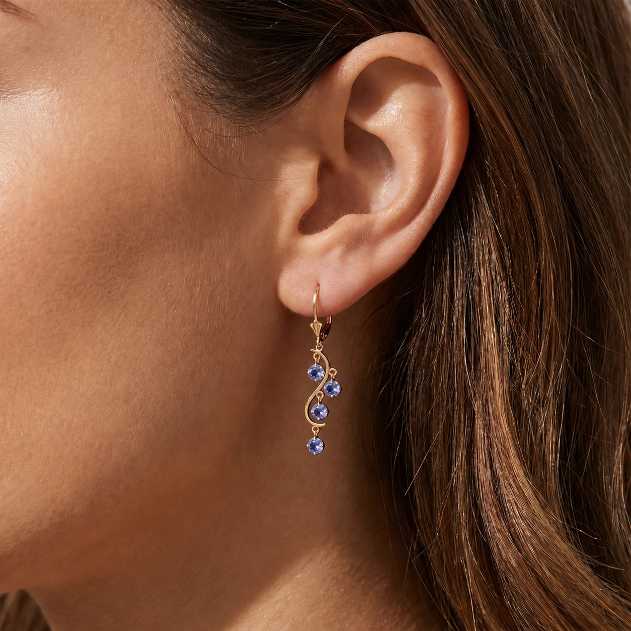Yellow Gold Bloom Earrings Tanzanite 10K — Eulalia