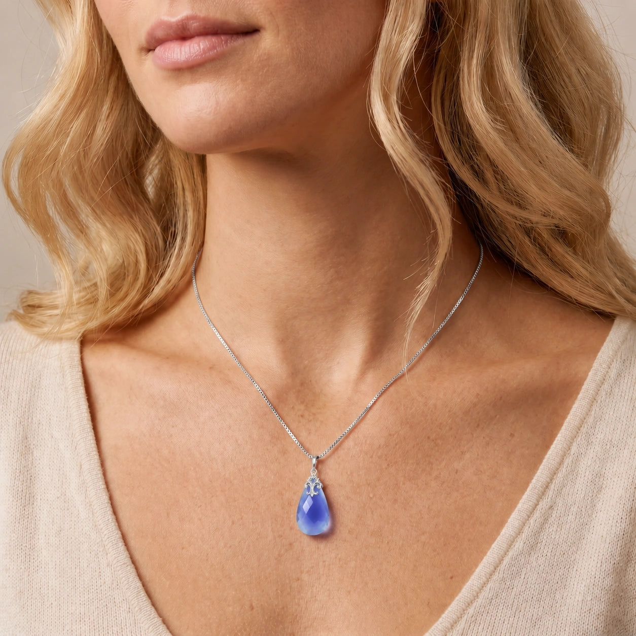 White Gold Blue Chalcedony — Euridice