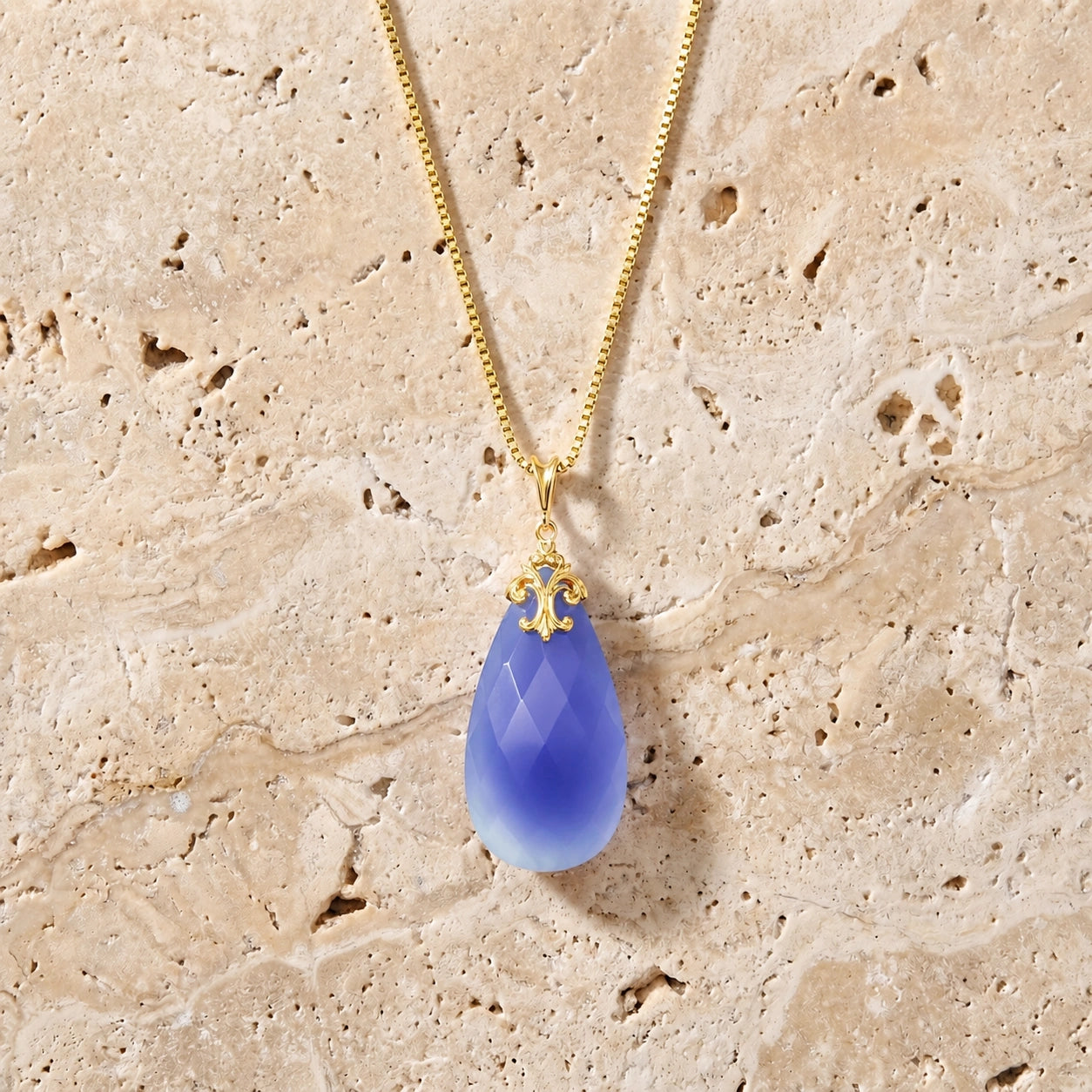 Yellow Gold Blue Chalcedony — Euridice