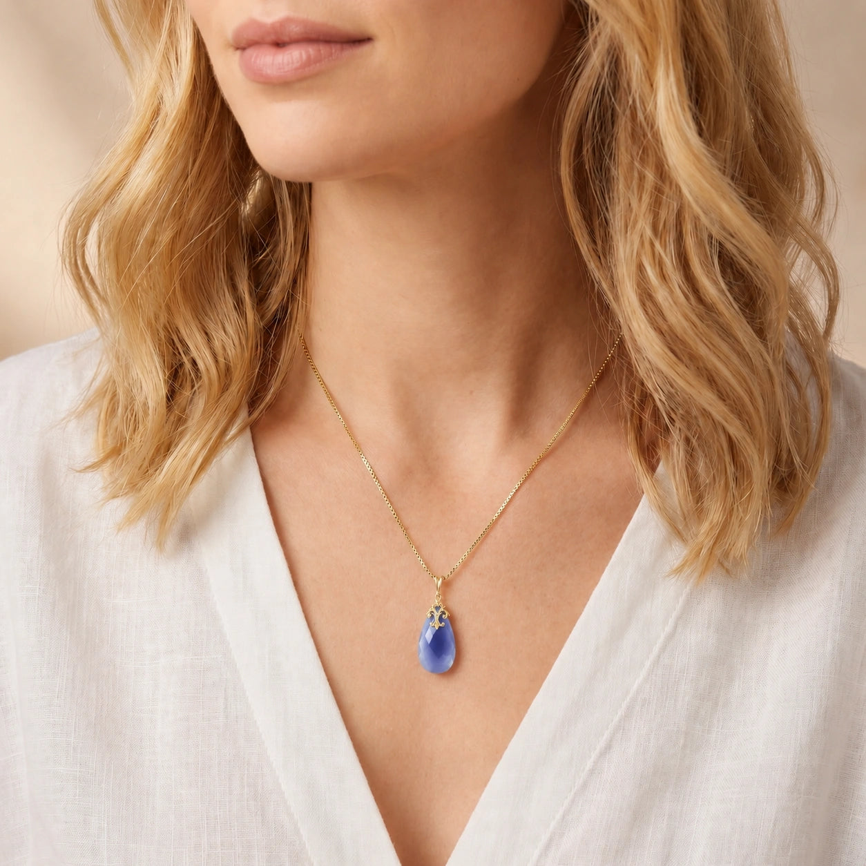 Yellow Gold Blue Chalcedony — Euridice