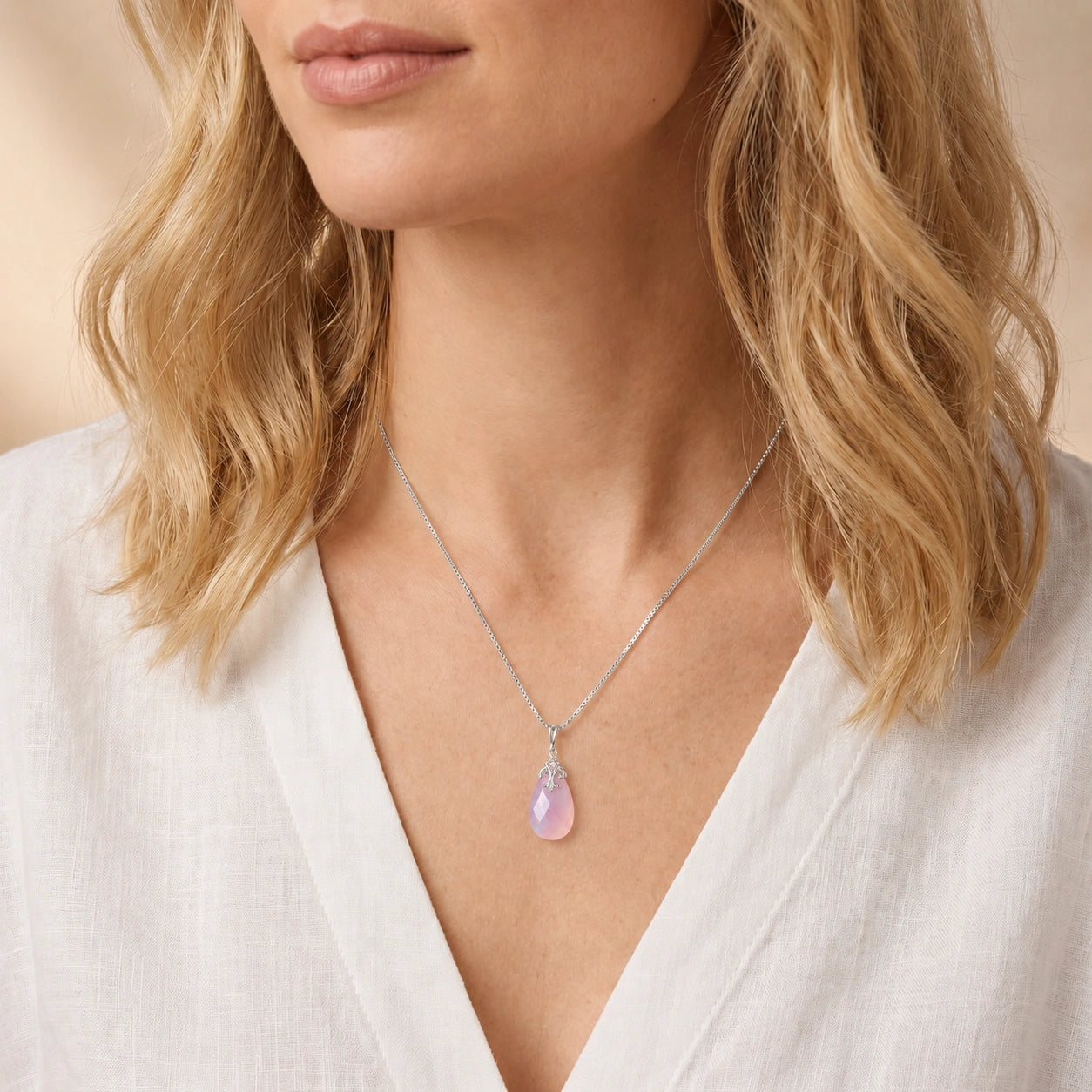 White Gold Pink Chalcedony — Euridice