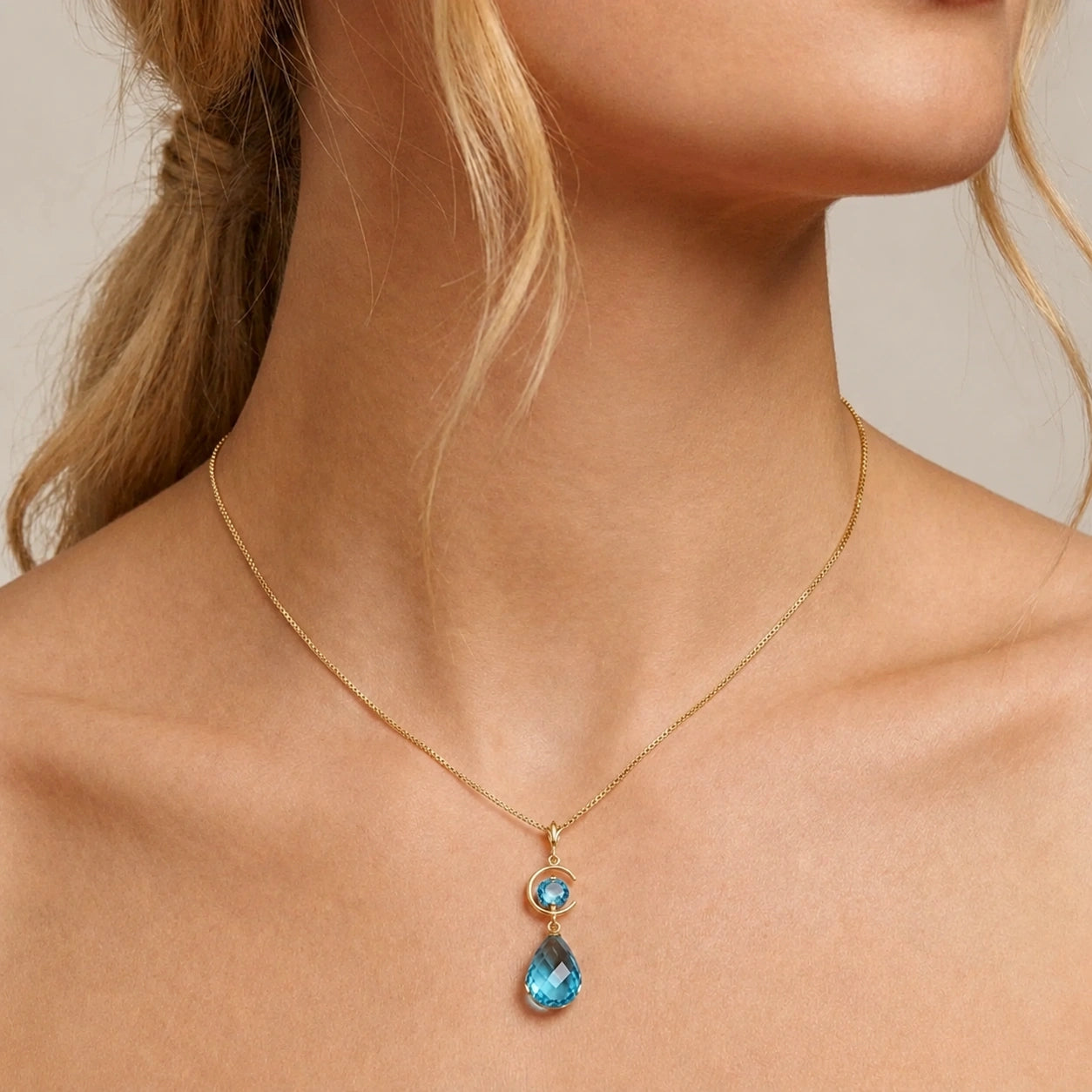 Yellow Gold Blue Topaz — Ferdinanda