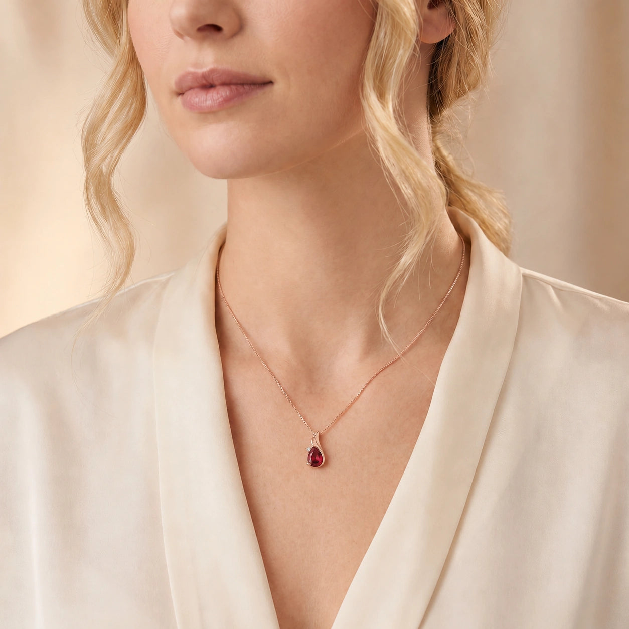 Rose Gold Heritage Pendant Necklace Ruby 10K — Brunella