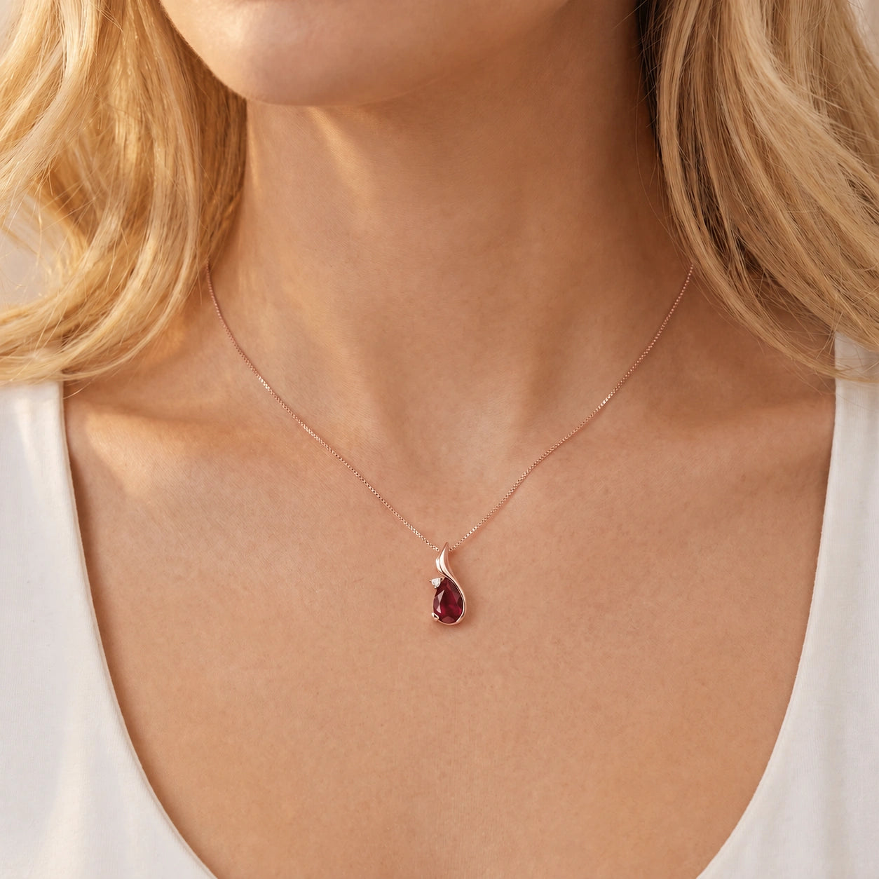 Rose Gold Heritage Pendant Necklace Ruby 10K — Brunella