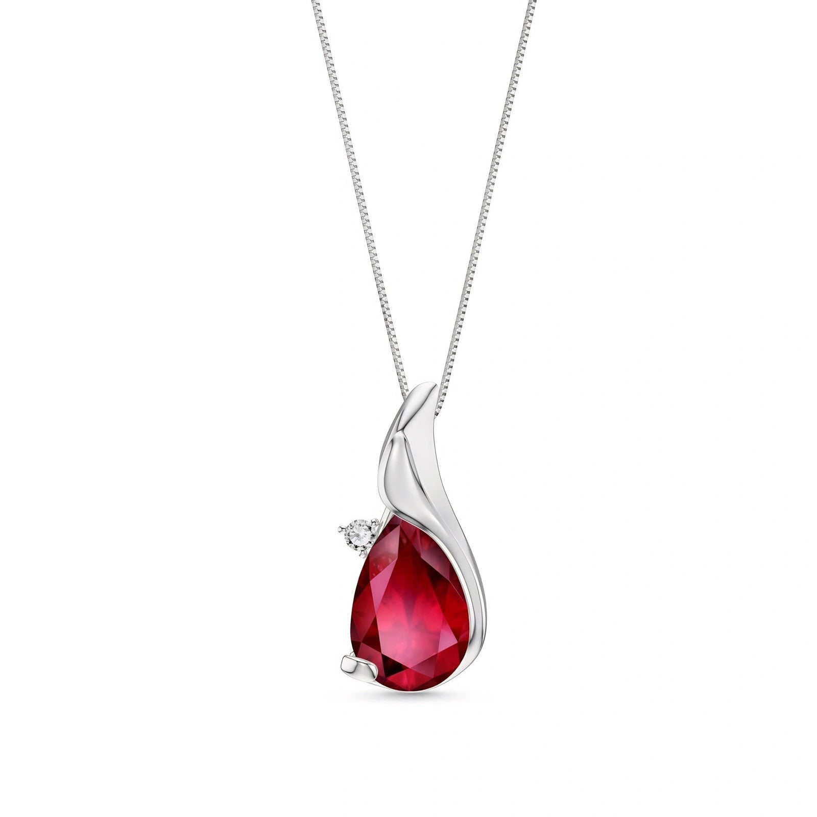 White Gold Heritage Pendant Necklace Ruby 10K — Brunella