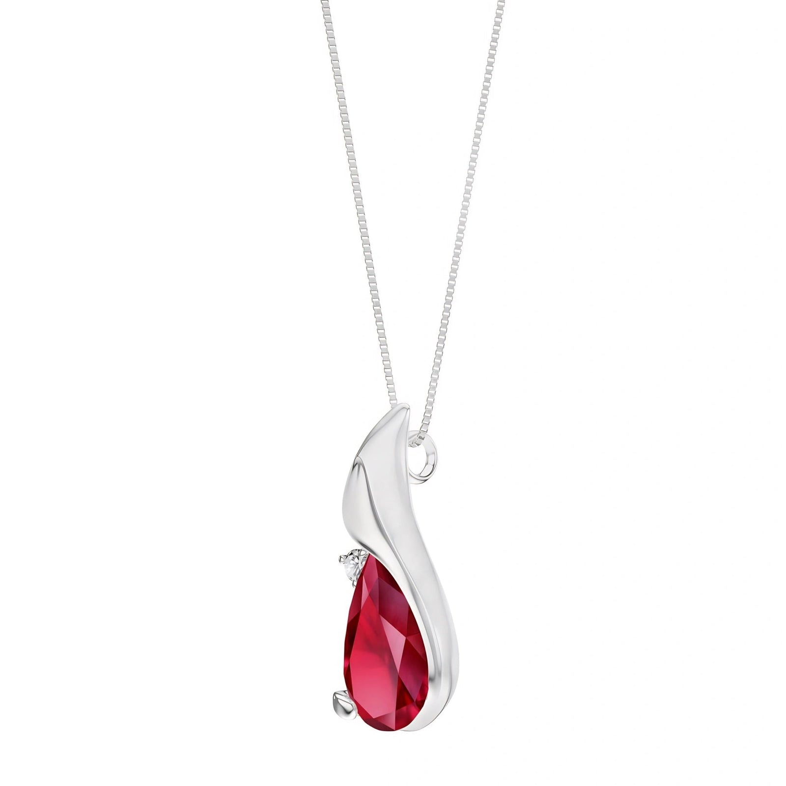 White Gold Heritage Pendant Necklace Ruby 10K — Brunella