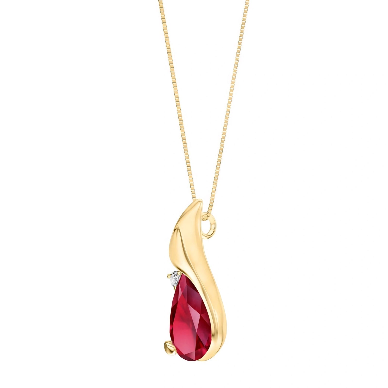Yellow Gold Heritage Pendant Necklace Ruby 10K — Brunella