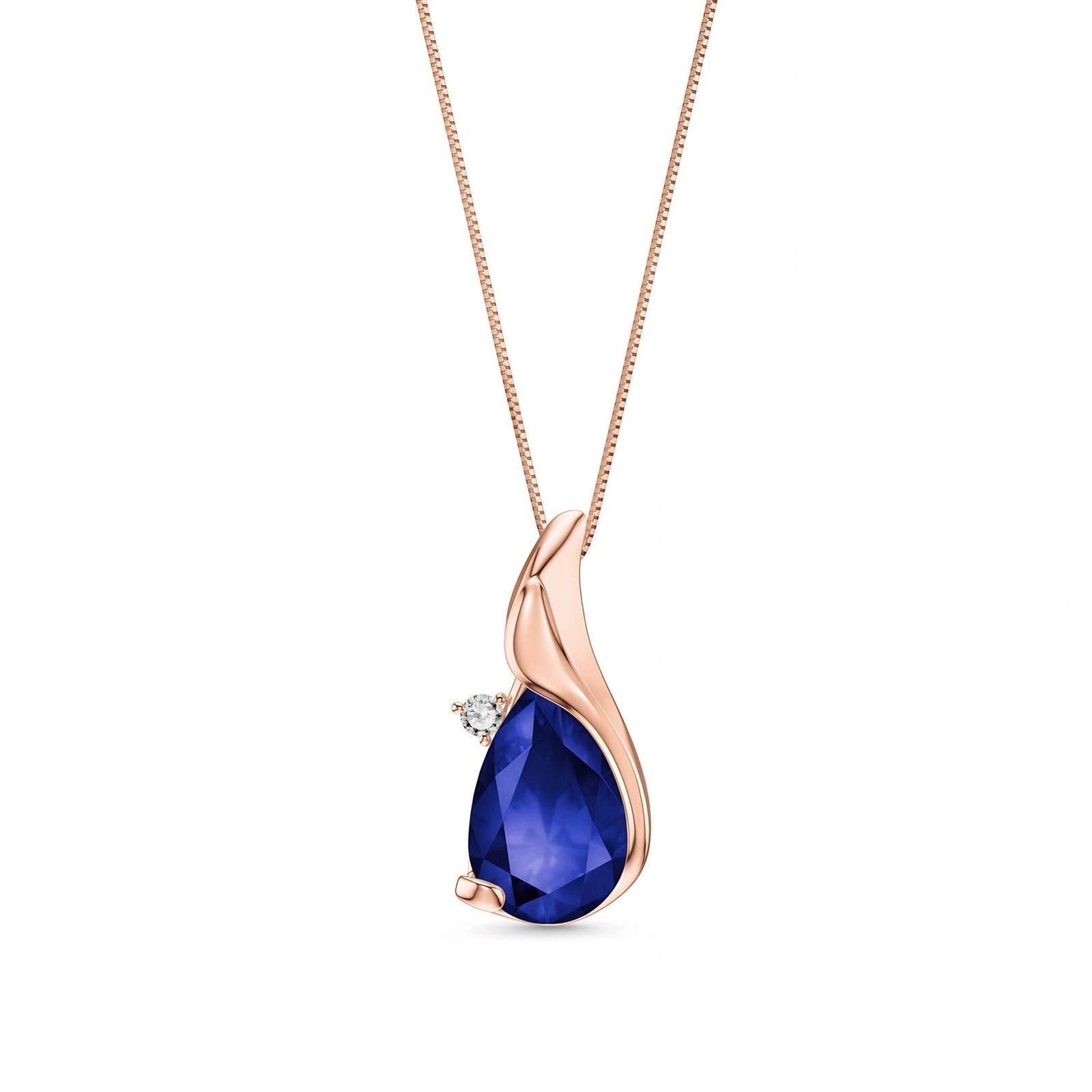 Rose Gold Heritage Pendant Necklace Sapphire 10K — Brunella