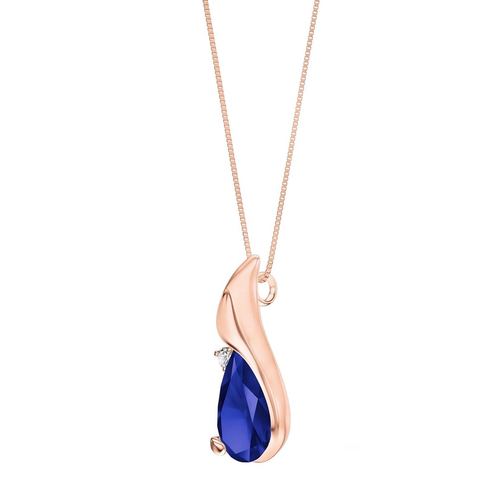 Rose Gold Heritage Pendant Necklace Sapphire 10K — Brunella