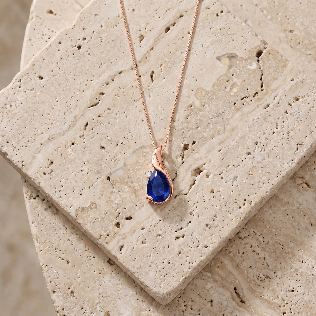 Rose Gold Heritage Pendant Necklace Sapphire 10K — Brunella
