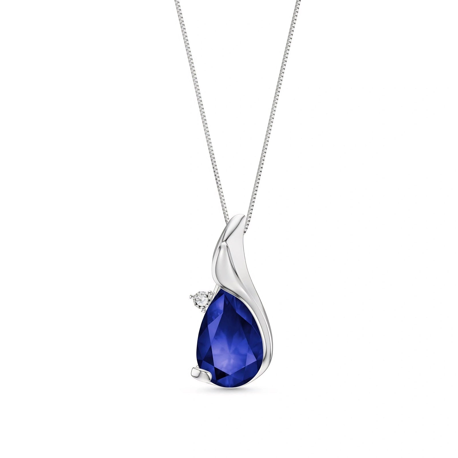 White Gold Heritage Pendant Necklace Sapphire 10K — Brunella