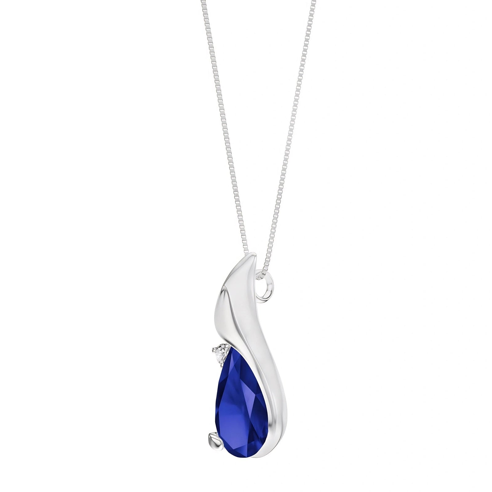 White Gold Heritage Pendant Necklace Sapphire 10K — Brunella