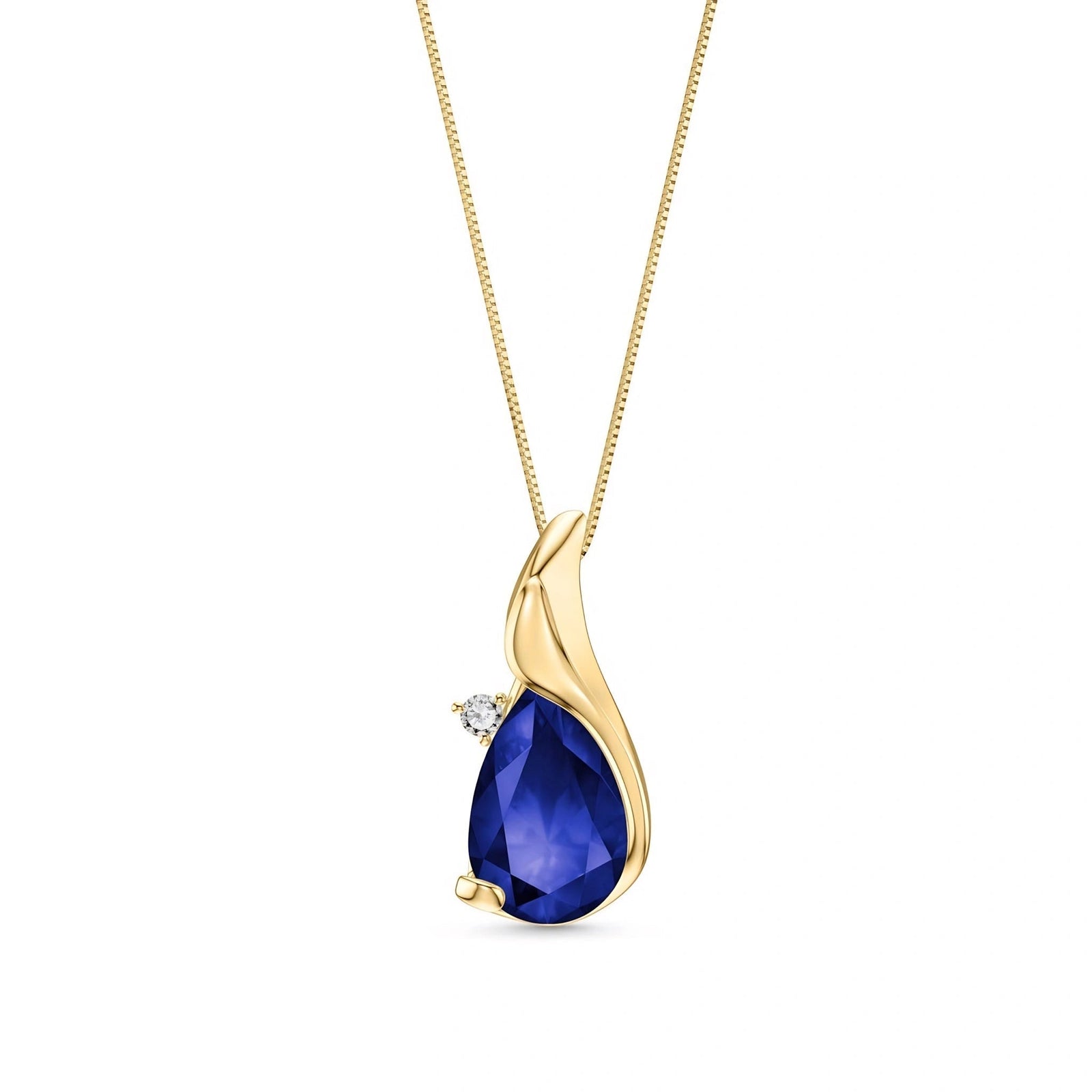 Yellow Gold Heritage Pendant Necklace Sapphire 10K — Brunella