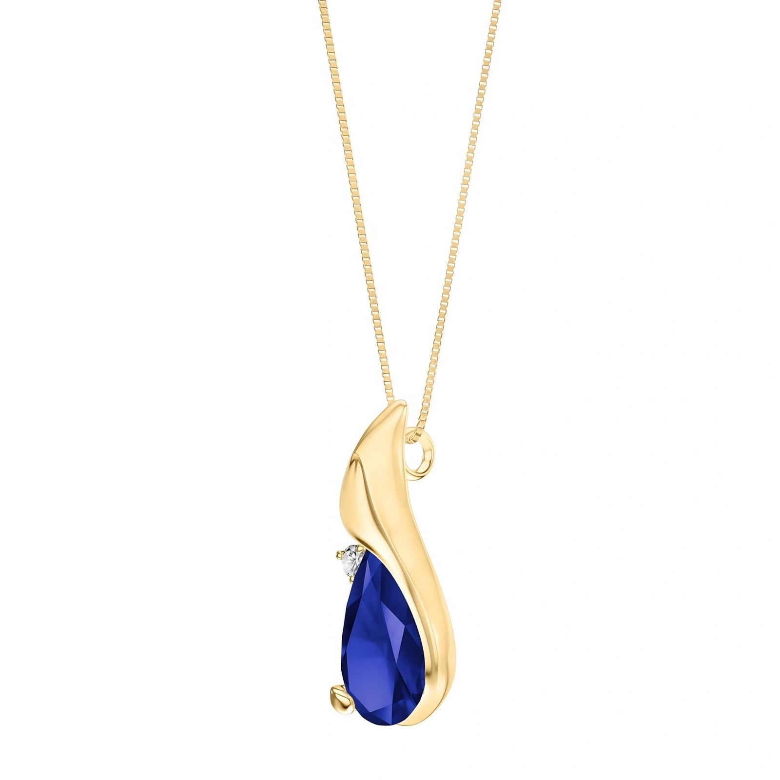 Yellow Gold Heritage Pendant Necklace Sapphire 10K — Brunella