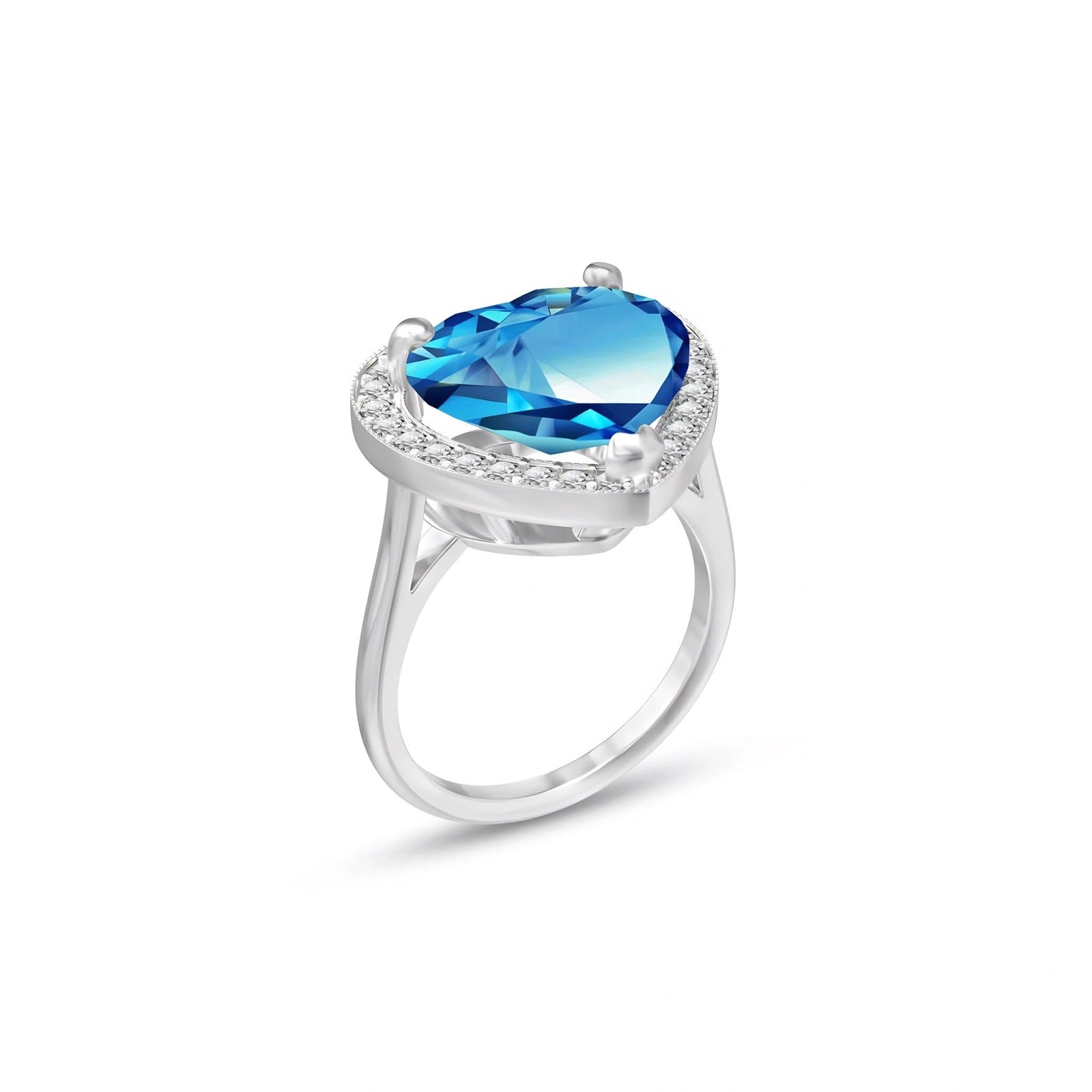 White Gold Blue Topaz & Diamond — Filippa