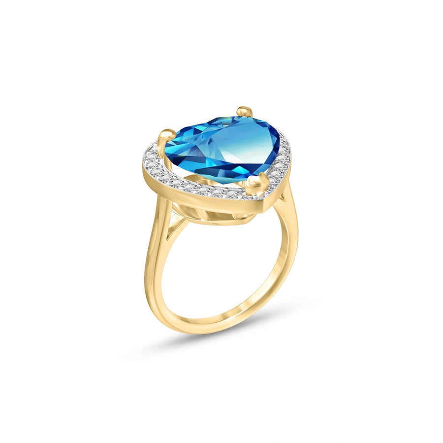 Yellow Gold Blue Topaz & Diamond — Filippa