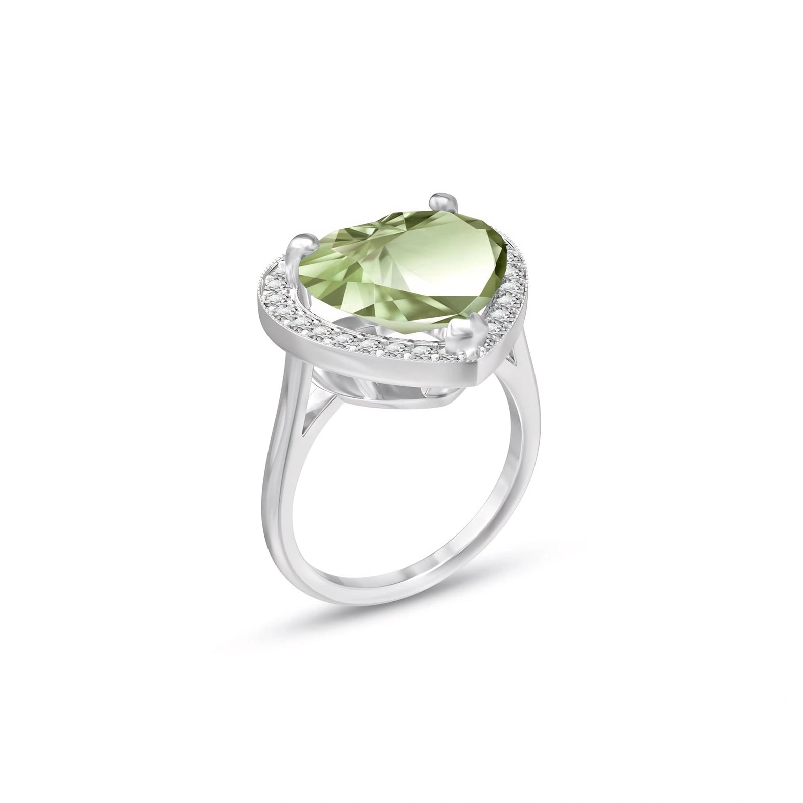 White Gold Green Amethyst & Diamond — Filippa