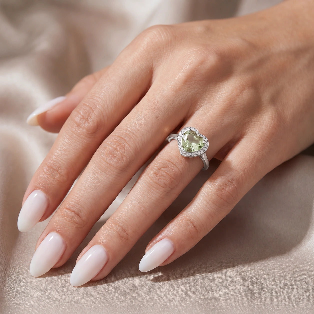 White Gold Green Amethyst & Diamond — Filippa