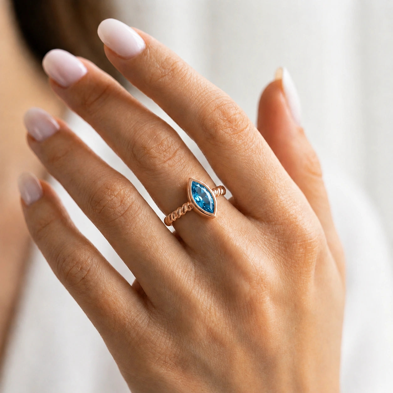 Rose Gold Blue Topaz — Fiorenza