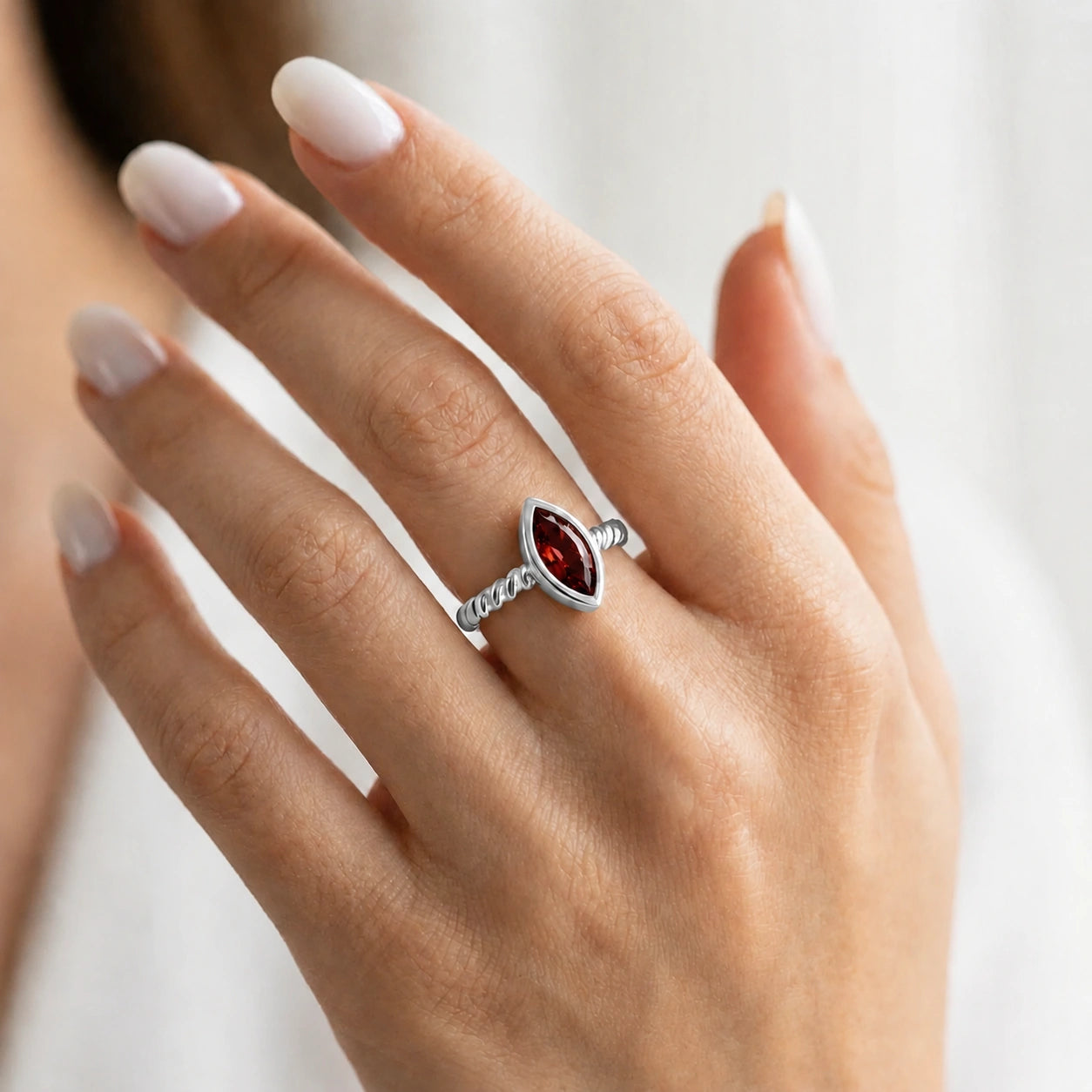 White Gold Garnet — Fiorenza
