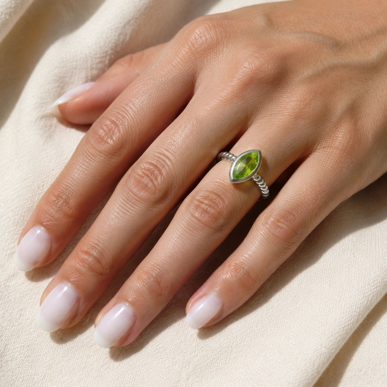 White Gold Peridot — Fiorenza
