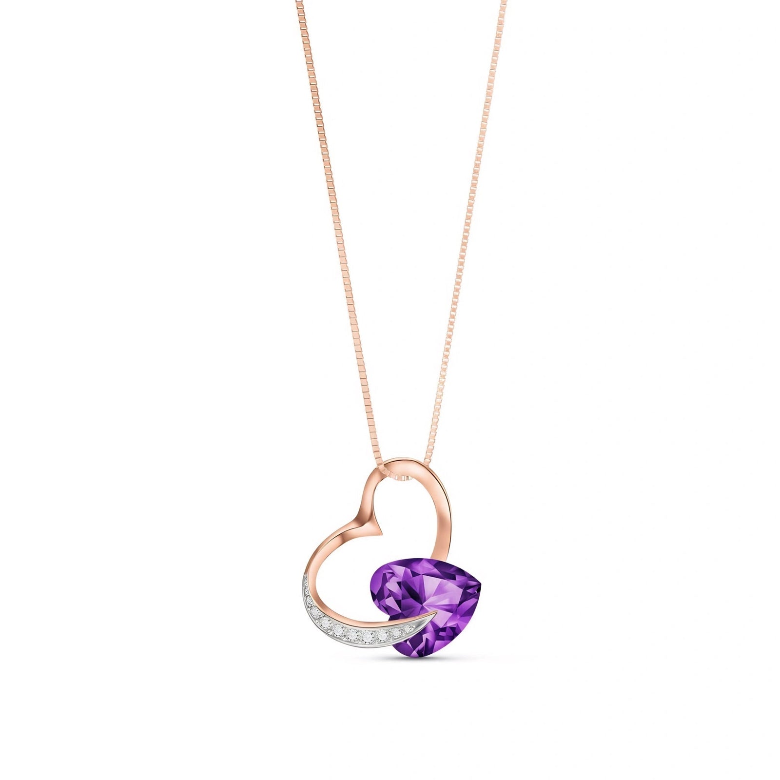Rose Gold Pendant Necklace Amethyst 10K — Fabrizia